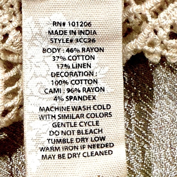 ππΏ SOFT SURROUNDINGS Jiada Cream Gauze Tunic | Womenβs Petite Medium, Lace Boho - Picture 5 of 5